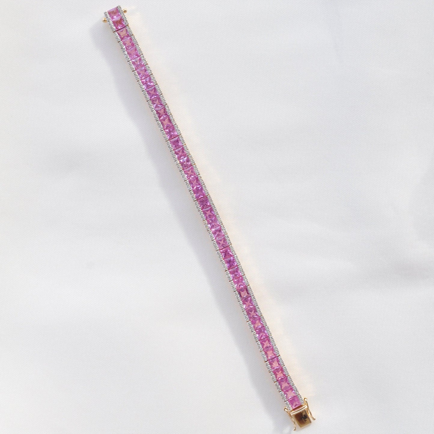 18K Gold Pink Sapphire Diamond Tennis Bracelet - Vaibhav Dhadda Jewellery