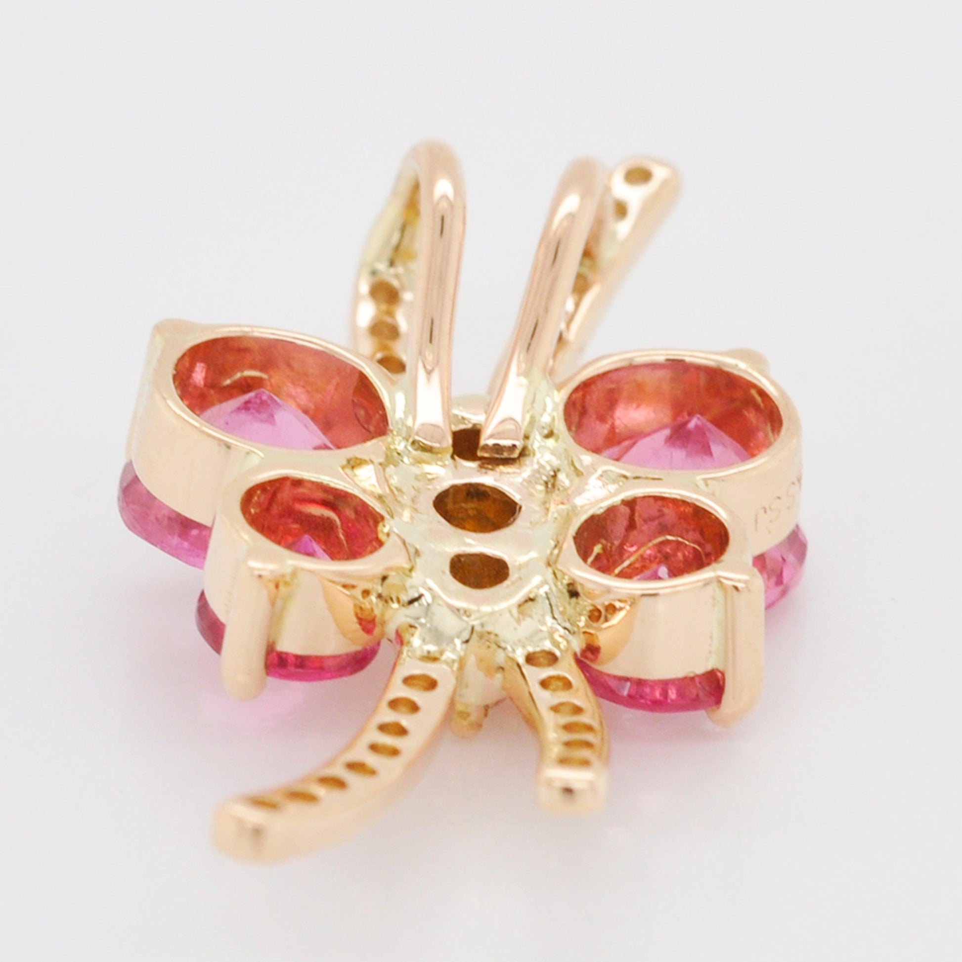 18K Gold Butterfly Pink Tourmaline Pendant