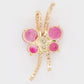 18K Gold Butterfly Pink Tourmaline Pendant