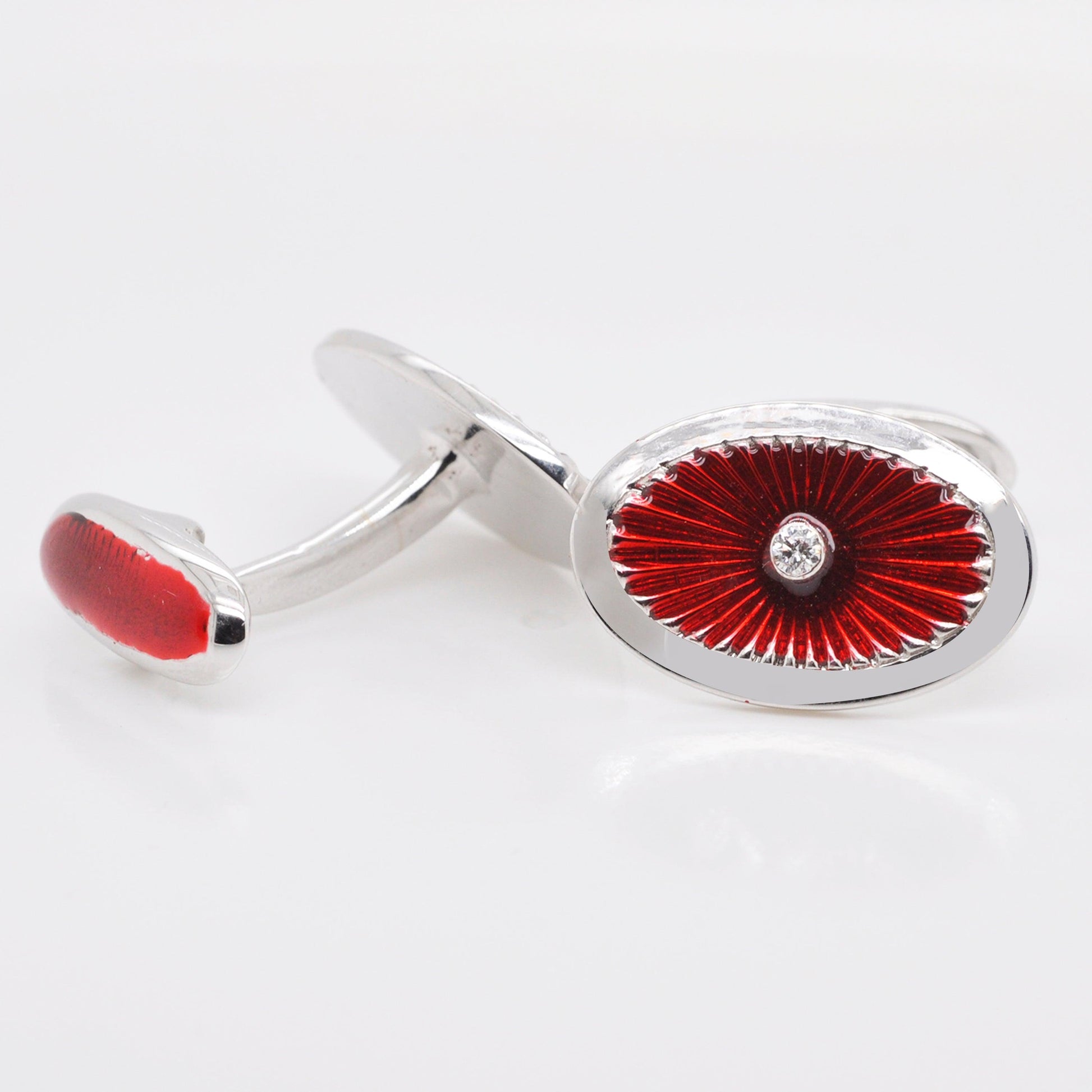 18K Gold Red Guilloché Enamel Cufflinks - Vaibhav Dhadda Jewellery