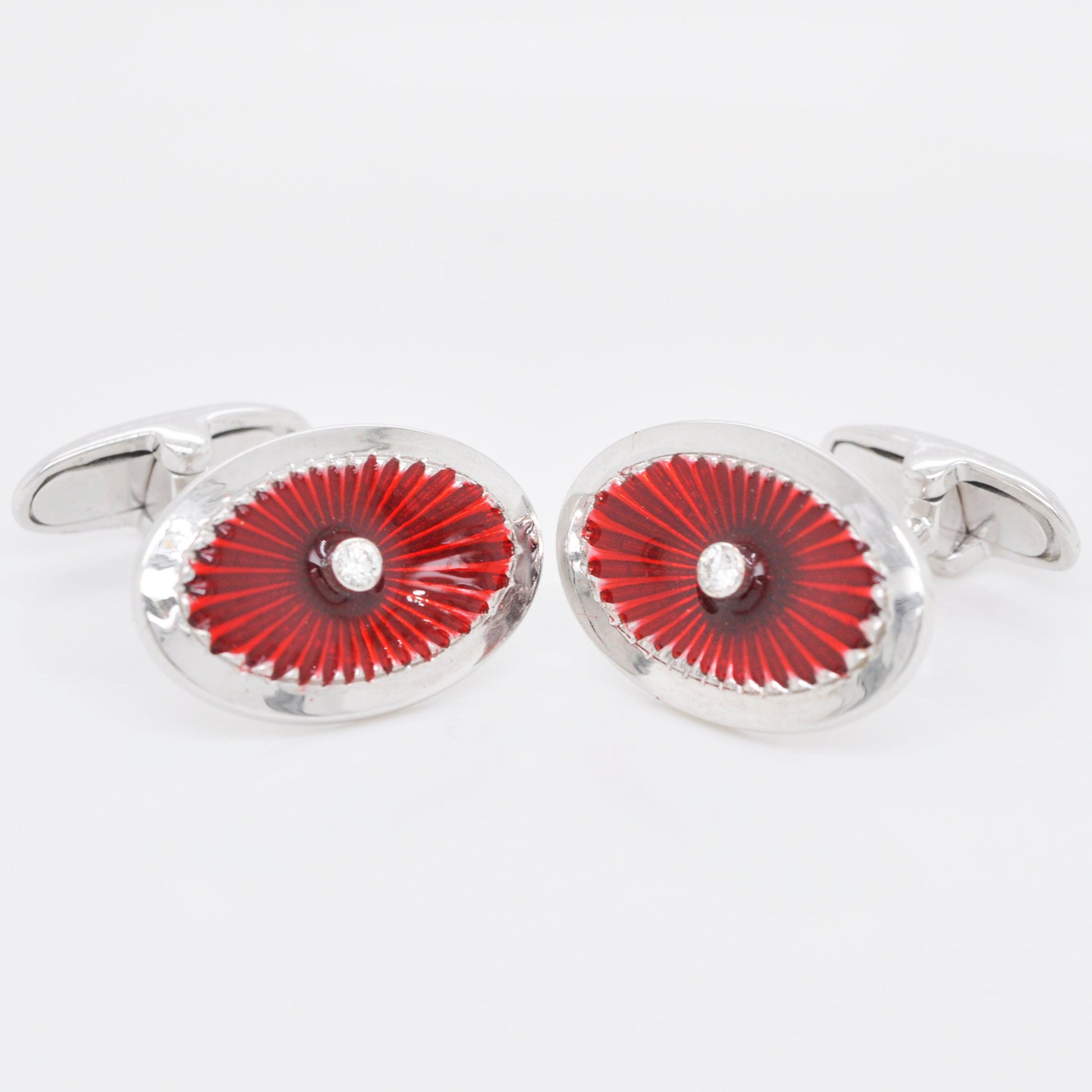 18K Gold Red Guilloché Enamel Cufflinks - Vaibhav Dhadda Jewellery