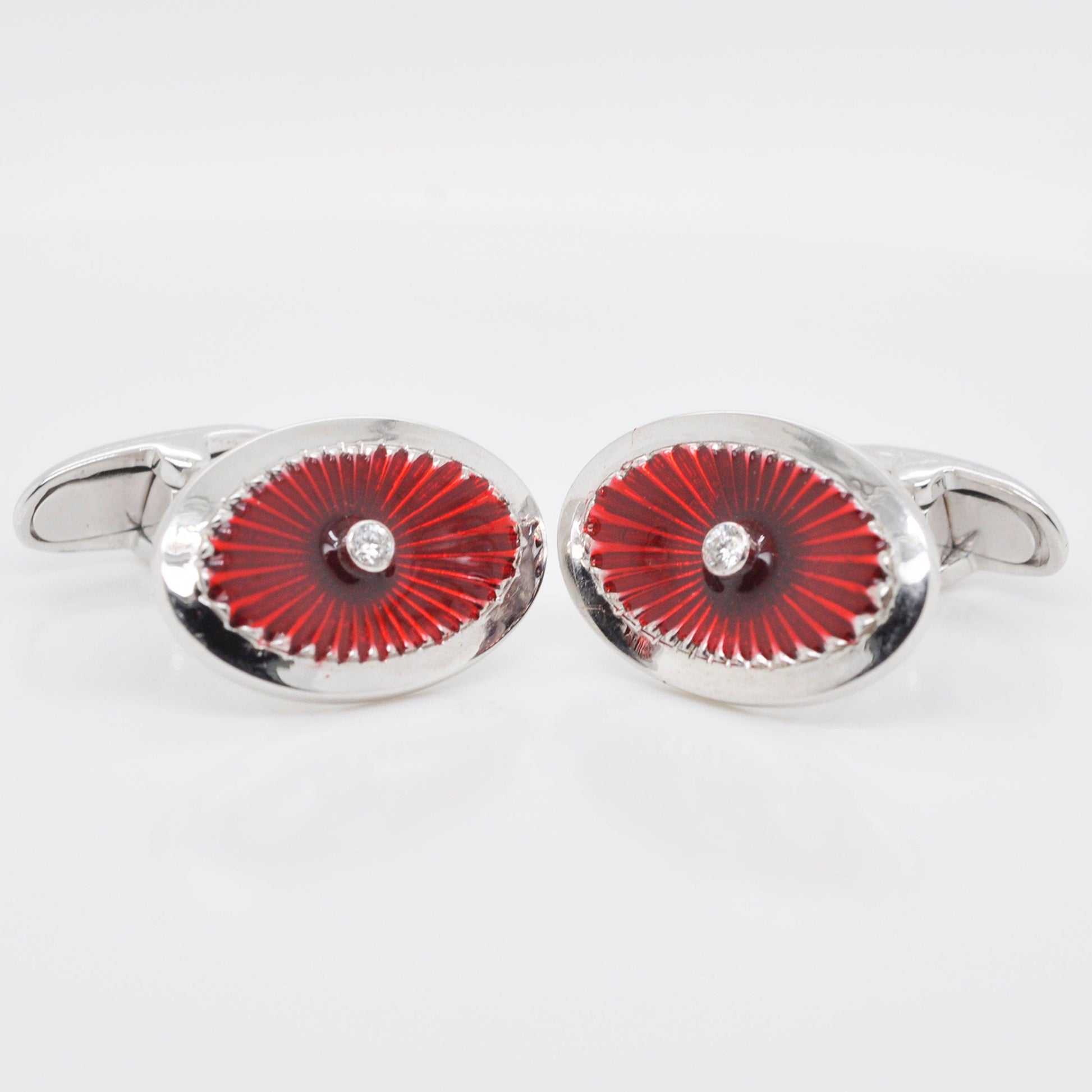 18K Gold Red Guilloché Enamel Cufflinks - Vaibhav Dhadda Jewellery