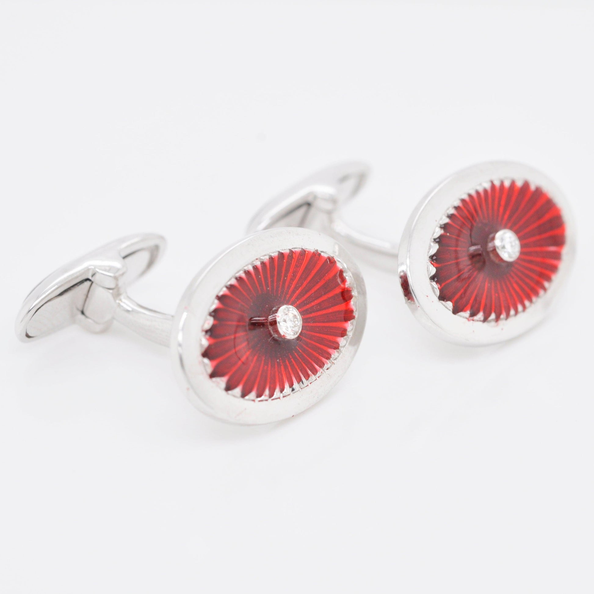 18K Gold Red Guilloché Enamel Cufflinks - Vaibhav Dhadda Jewellery