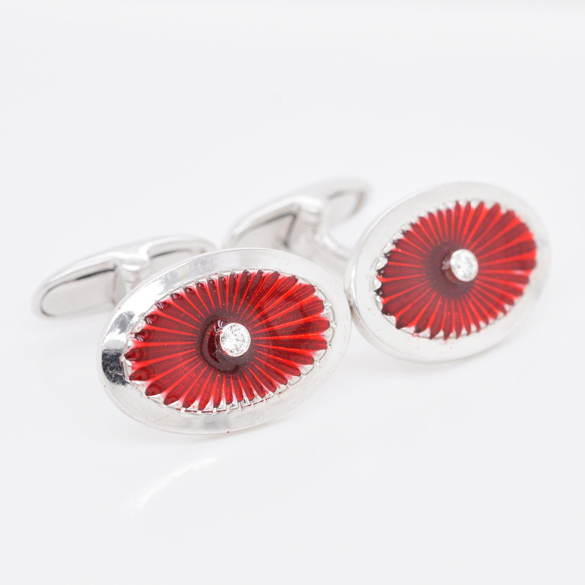 18K Gold Red Guilloché Enamel Cufflinks - Vaibhav Dhadda Jewellery