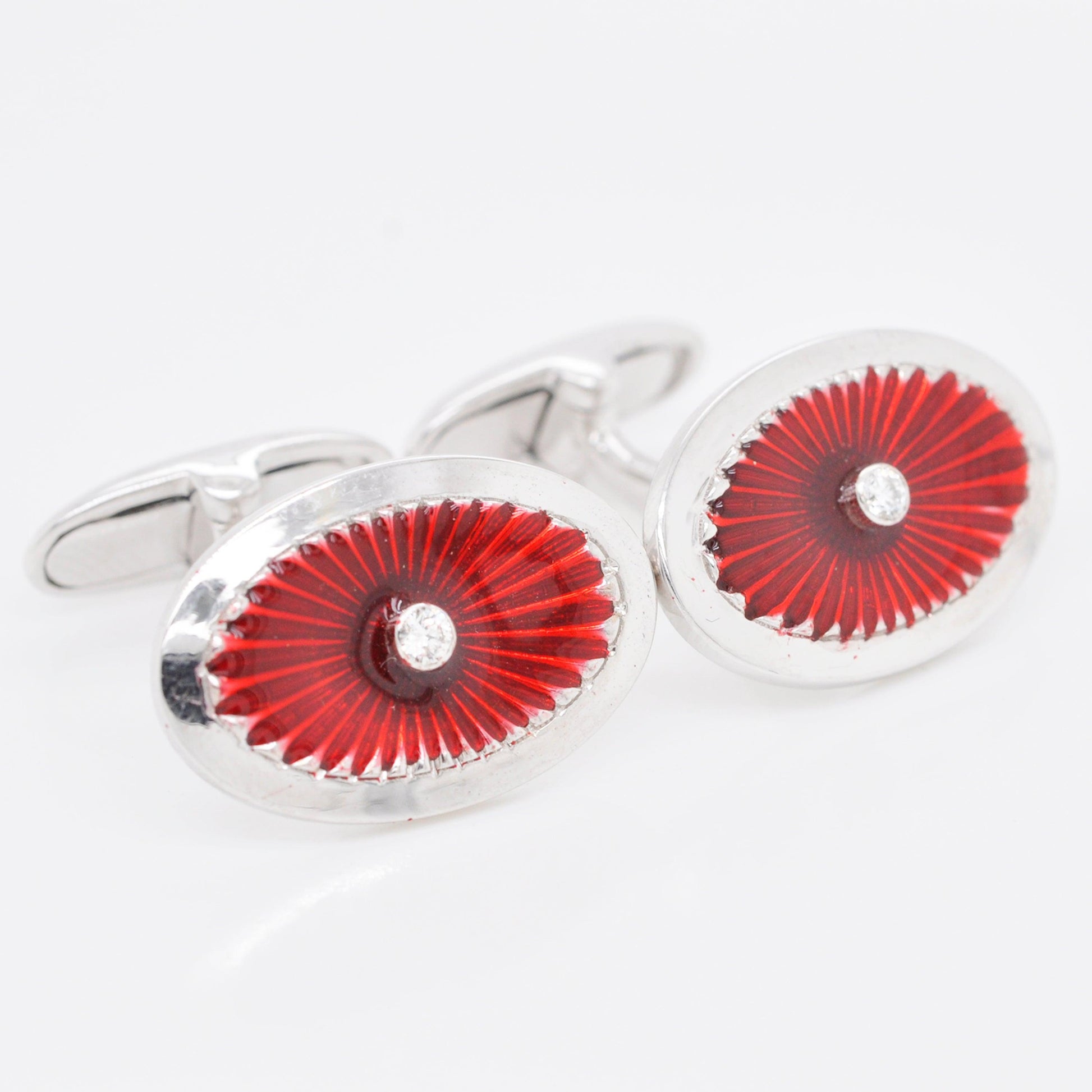 18K Gold Red Guilloché Enamel Cufflinks - Vaibhav Dhadda Jewellery