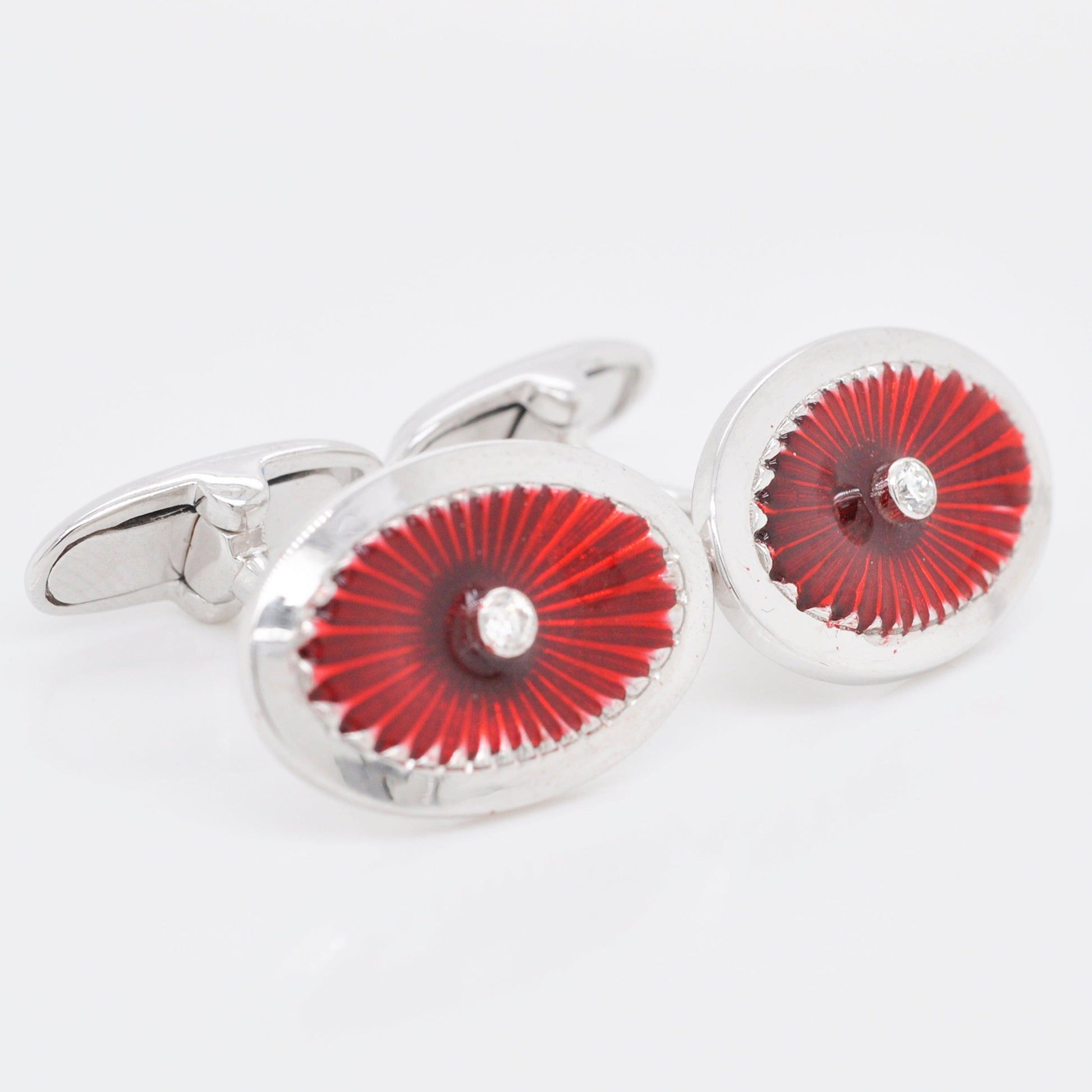 18K Gold Red Guilloché Enamel Cufflinks - Vaibhav Dhadda Jewellery