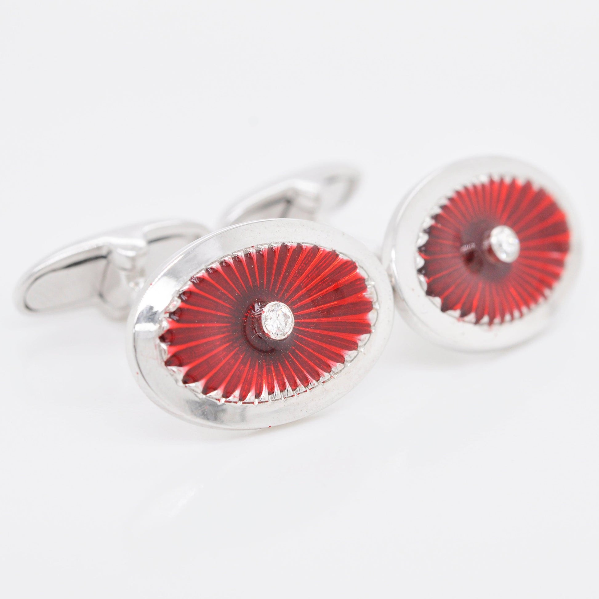 18K Gold Red Guilloché Enamel Cufflinks - Vaibhav Dhadda Jewellery