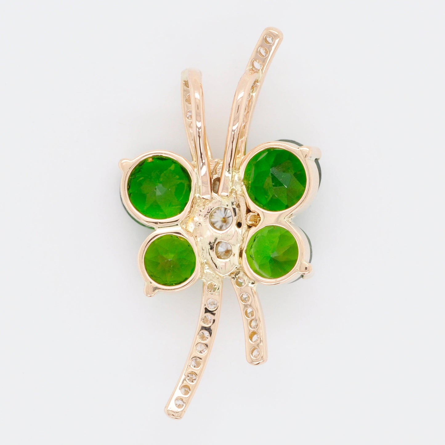 18K Gold Chrome Diopside Butterfly Pendant