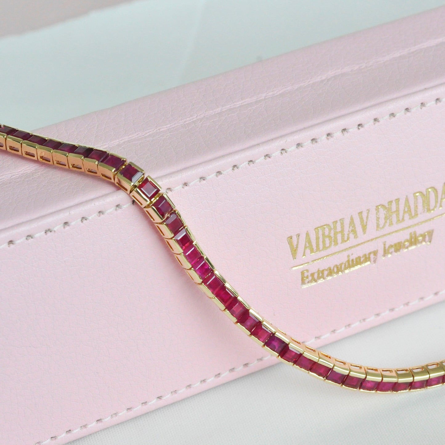 18K Gold Mozambique Ruby Tennis Bracelet - Vaibhav Dhadda Jewellery