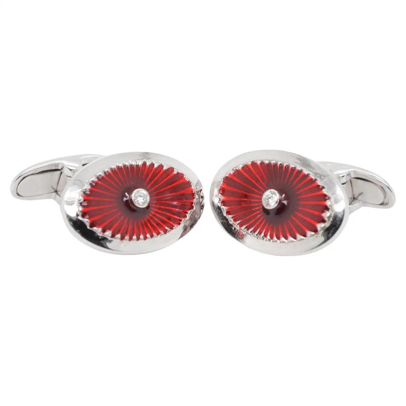 18K Gold Red Guilloché Enamel Cufflinks - Vaibhav Dhadda Jewellery